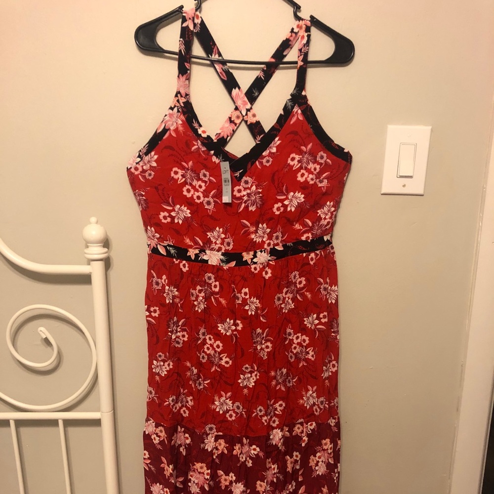 Loft maxi dress crossed back with zipper